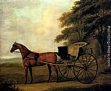 Horse Canvas Paintings - A Horse And Carriage In A Landscape